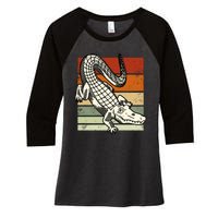 Retro Crocodile Women's Tri-Blend 3/4-Sleeve Raglan Shirt