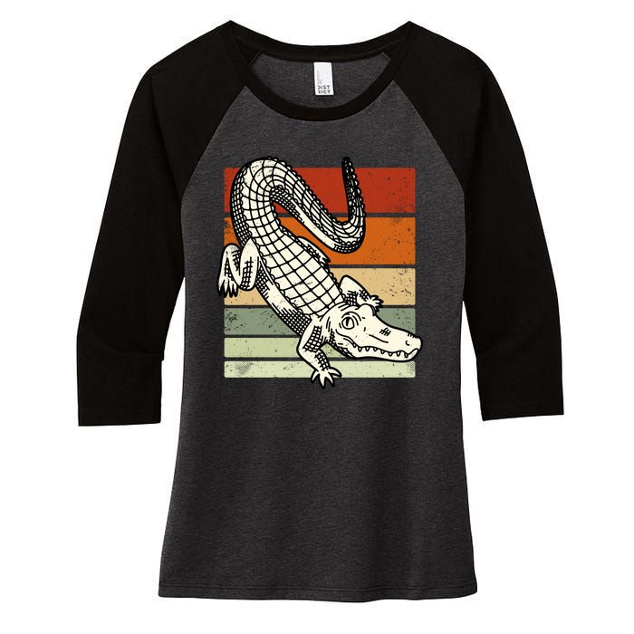 Retro Crocodile Women's Tri-Blend 3/4-Sleeve Raglan Shirt