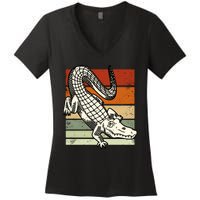 Retro Crocodile Women's V-Neck T-Shirt