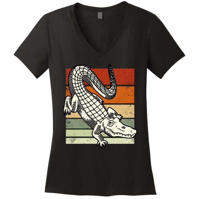 Retro Crocodile Women's V-Neck T-Shirt