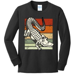 Retro Crocodile Kids Long Sleeve Shirt