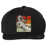 Retro Crocodile Wool Snapback Cap