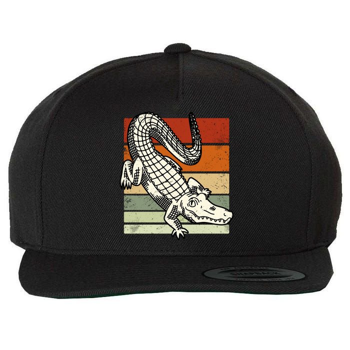 Retro Crocodile Wool Snapback Cap