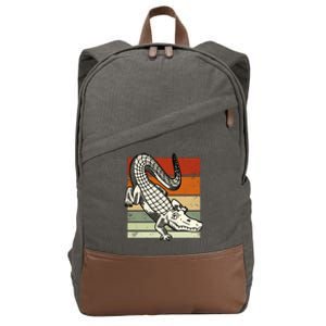 Retro Crocodile Cotton Canvas Backpack