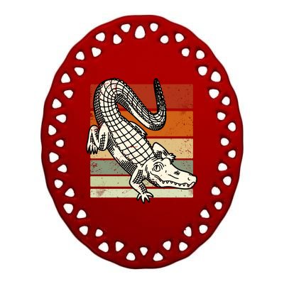 Retro Crocodile Ceramic Oval Ornament