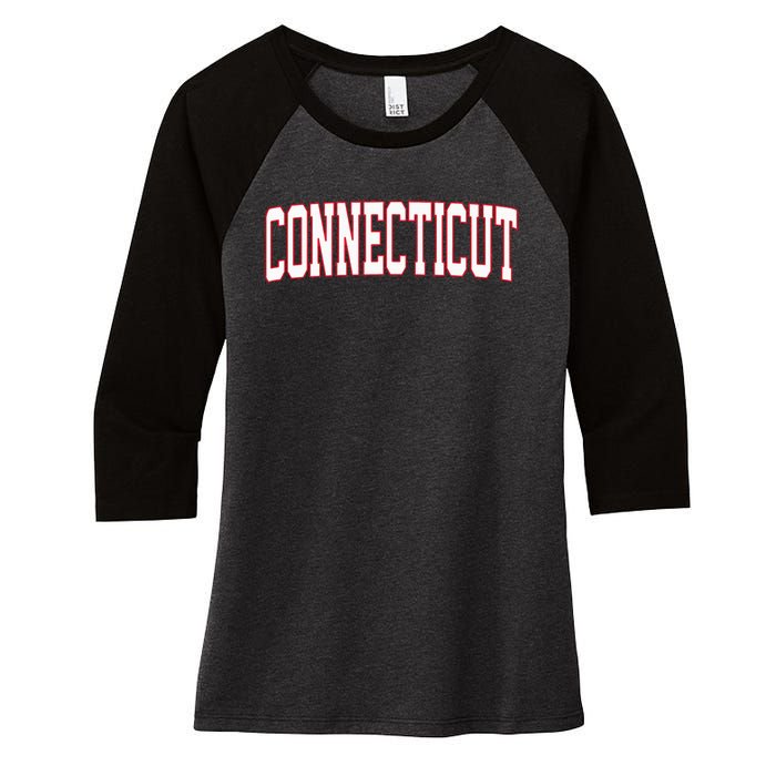 Retro Connecticut Red Vintage Connecticut Fun Throwback Women's Tri-Blend 3/4-Sleeve Raglan Shirt