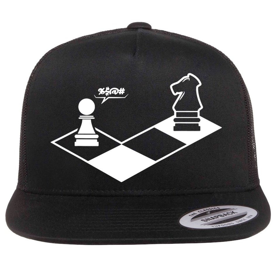Retro Chess Flat Bill Trucker Hat