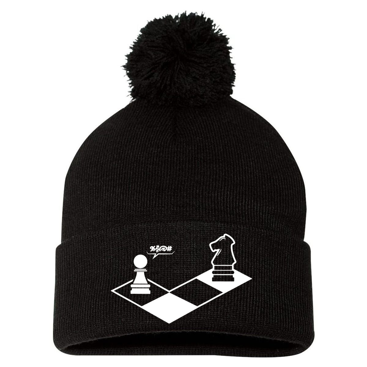 Retro Chess Pom Pom 12in Knit Beanie