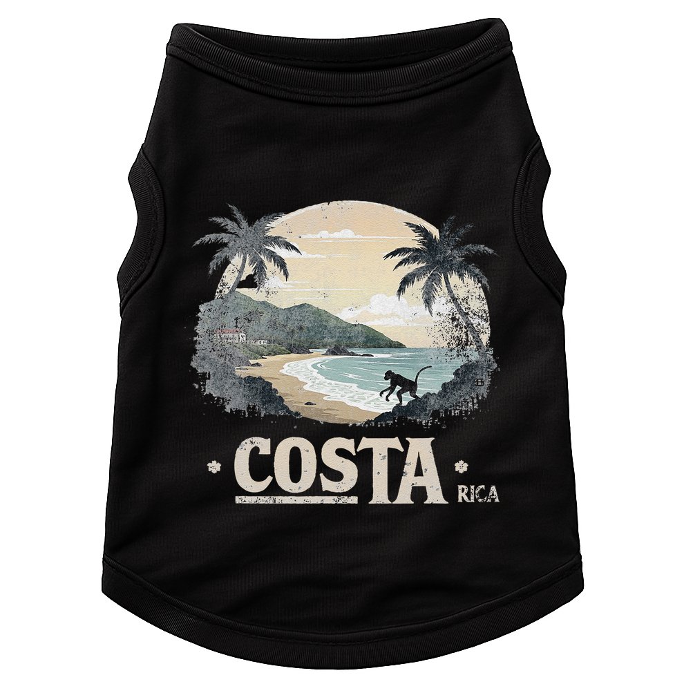 Retro Costa Rica Landscape Vintage Souvenir Doggie Tank