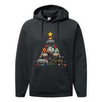 Rhino Christmas Rhinoceros Tree Performance Fleece Hoodie