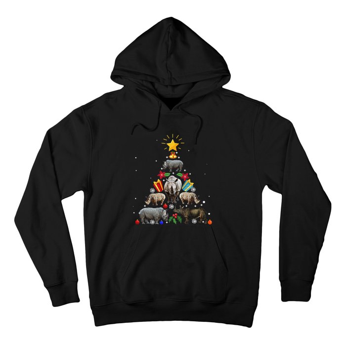 Rhino Christmas Rhinoceros Tree Hoodie