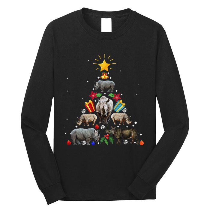 Rhino Christmas Rhinoceros Tree Long Sleeve Shirt