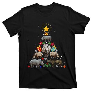 Rhino Christmas Rhinoceros Tree T-Shirt