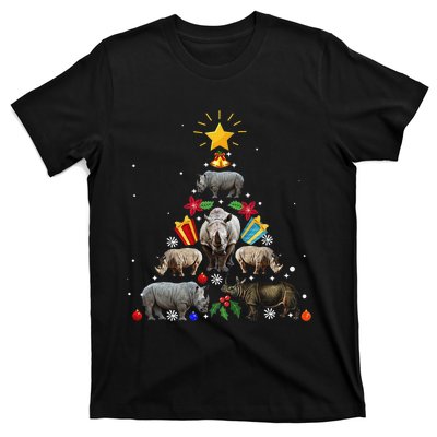 Rhino Christmas Rhinoceros Tree T-Shirt