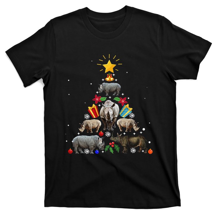 Rhino Christmas Rhinoceros Tree T-Shirt