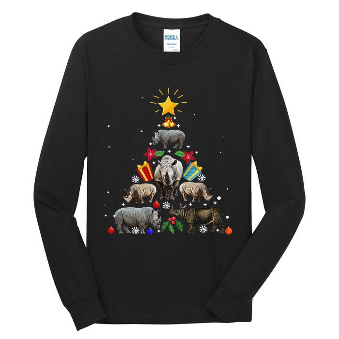 Rhino Christmas Rhinoceros Tree Tall Long Sleeve T-Shirt