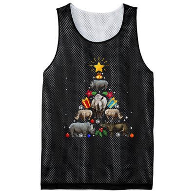 Rhino Christmas Rhinoceros Tree Mesh Reversible Basketball Jersey Tank