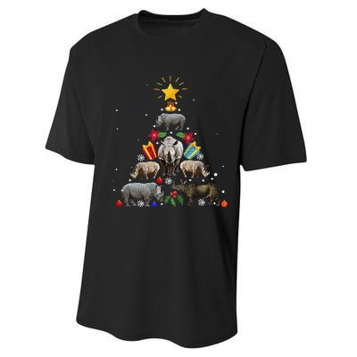 Rhino Christmas Rhinoceros Tree Performance Sprint T-Shirt