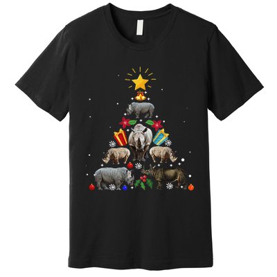 Rhino Christmas Rhinoceros Tree Premium T-Shirt