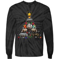 Rhino Christmas Rhinoceros Tree Tie-Dye Long Sleeve Shirt