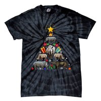 Rhino Christmas Rhinoceros Tree Tie-Dye T-Shirt