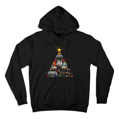 Rhino Christmas Rhinoceros Tree Tall Hoodie