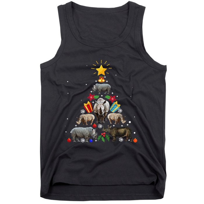 Rhino Christmas Rhinoceros Tree Tank Top