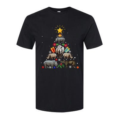 Rhino Christmas Rhinoceros Tree Softstyle CVC T-Shirt