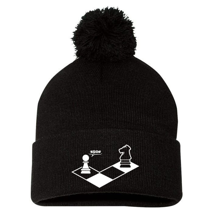 Retro Chess Pom Pom 12in Knit Beanie