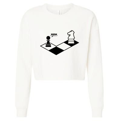 Retro Chess Cropped Pullover Crew