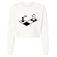 Retro Chess Cropped Pullover Crew