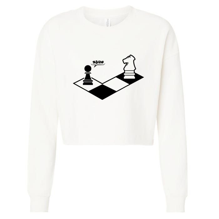 Retro Chess Cropped Pullover Crew