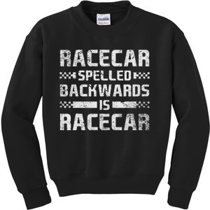 Race Cars Racecar Spelled Backwards Race Car Racing Apparel Kids Sweatshirt