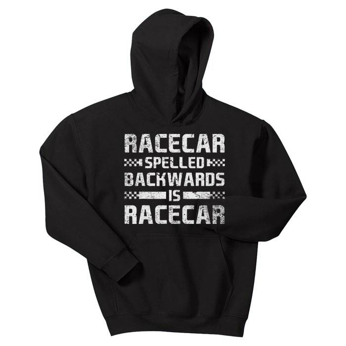 Race Cars Racecar Spelled Backwards Race Car Racing Apparel Kids Hoodie