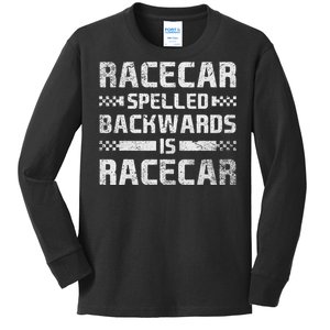 Race Cars Racecar Spelled Backwards Race Car Racing Apparel Kids Long Sleeve Shirt