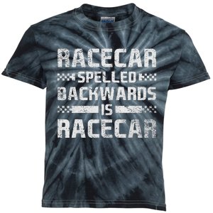 Race Cars Racecar Spelled Backwards Race Car Racing Apparel Kids Tie-Dye T-Shirt