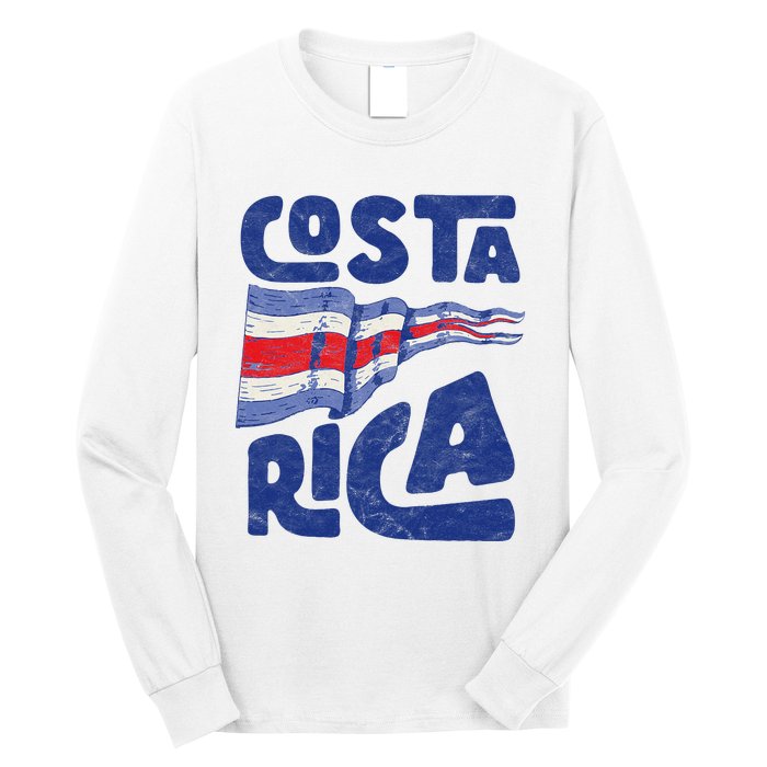 Retro Costa Rican Flag Tico Pride Vintage Long Sleeve Shirt