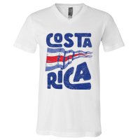 Retro Costa Rican Flag Tico Pride Vintage V-Neck T-Shirt