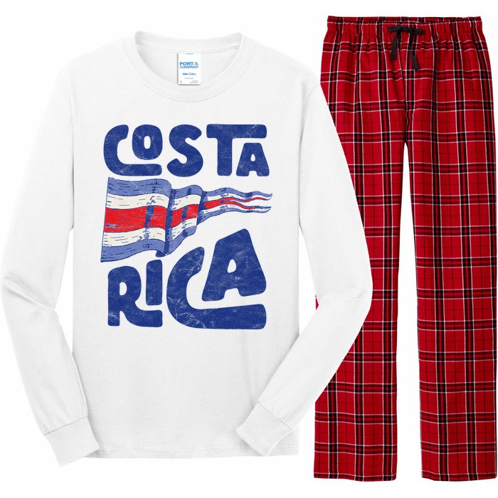 Retro Costa Rican Flag Tico Pride Vintage Long Sleeve Pajama Set