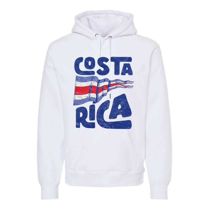 Retro Costa Rican Flag Tico Pride Vintage Premium Hoodie