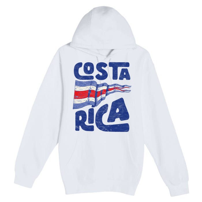 Retro Costa Rican Flag Tico Pride Vintage Premium Pullover Hoodie