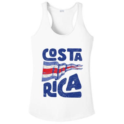 Retro Costa Rican Flag Tico Pride Vintage Ladies PosiCharge Competitor Racerback Tank