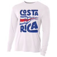 Retro Costa Rican Flag Tico Pride Vintage Cooling Performance Long Sleeve Crew