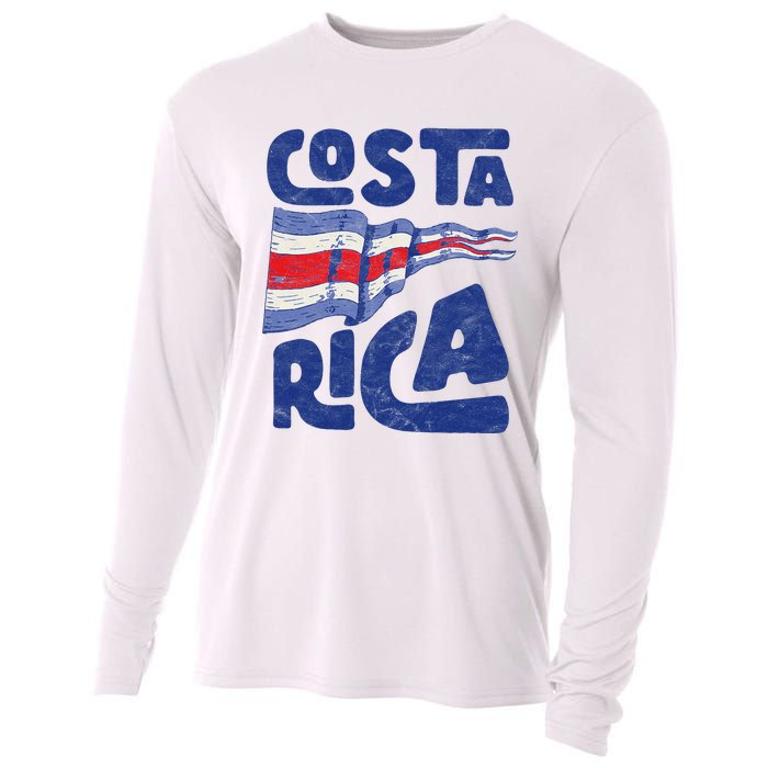 Retro Costa Rican Flag Tico Pride Vintage Cooling Performance Long Sleeve Crew