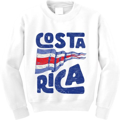 Retro Costa Rican Flag Tico Pride Vintage Kids Sweatshirt
