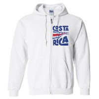 Retro Costa Rican Flag Tico Pride Vintage Full Zip Hoodie