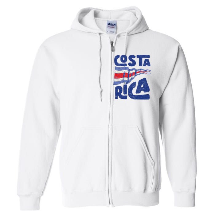 Retro Costa Rican Flag Tico Pride Vintage Full Zip Hoodie