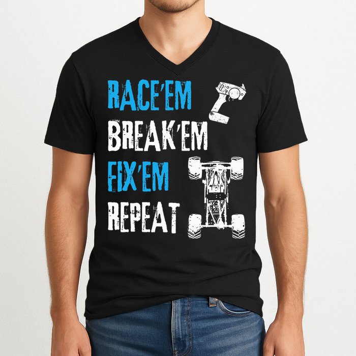 Rc Car Remote Control Racing V-Neck T-Shirt