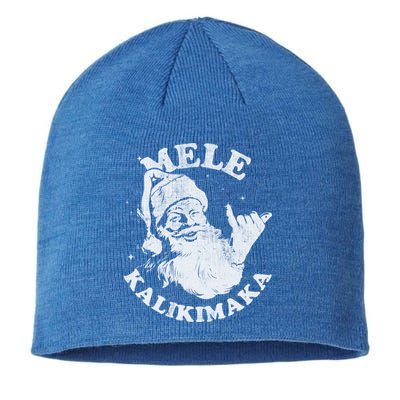 Retro Christmas Surf Mele Kalikimaka Santa Shaka Hawaii Gift Sustainable Beanie