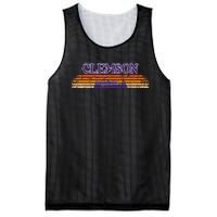 Retro Clemson Sc 80S Grunge Vintage Mesh Reversible Basketball Jersey Tank